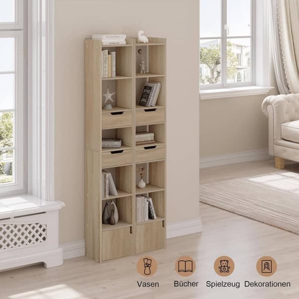 Rootz Modern Multi-Functional Bogreol - Opbevaringsorganisering - Displayhylde - Rigelig opbevaring - Pladseffektiv - Holdbar - 33 cm x 181 cm x 24 cm