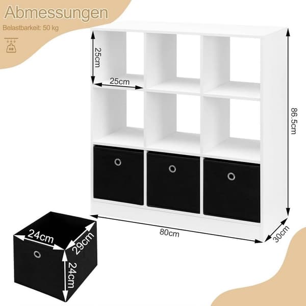 Rootz Modern Cube Hylde - Reol - Opbevaringsorganisering - Rigelig plads - Holdbar og stabil - Fugtsikker - 80 cm x 86,5 cm x 30 cm