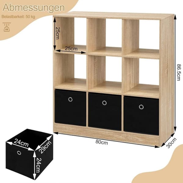 Rootz Modern Cube Hylde - Bogreol - Opbevaringsorganisering - Rigelig plads - Holdbar og vandafvisende - Sikker og stabil - 80 cm x 86,5 cm x 30 cm