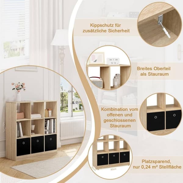 Rootz Modern Cube Hylde - Bogreol - Opbevaringsorganisering - Rigelig plads - Holdbar og vandafvisende - Sikker og stabil - 80 cm x 86,5 cm x 30 cm