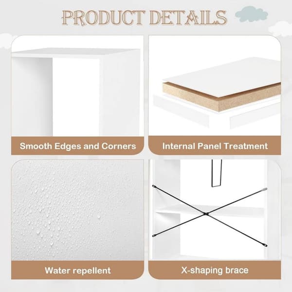 Rootz Modern White 4-lags bogreol - Opbevaringshylde - Displaystativ - Holdbart E1 træ - Pladsbesparende - Ridsefast - 60 cm x 149 cm x 30 cm