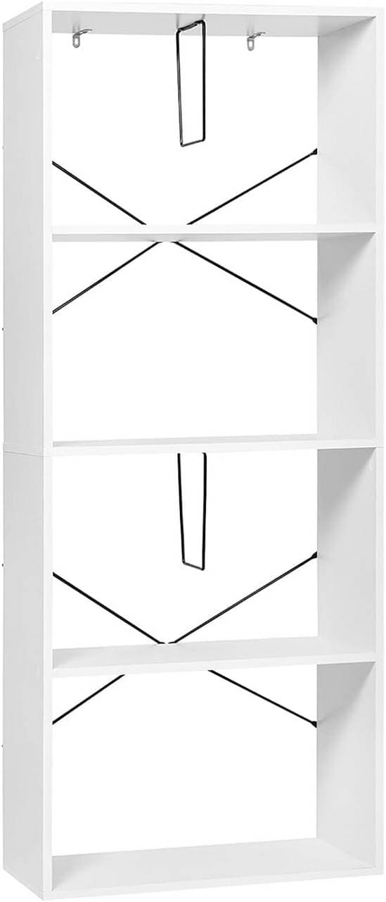 Rootz Modern White 4-lags bogreol - Opbevaringshylde - Displaystativ - Holdbart E1 træ - Pladsbesparende - Ridsefast - 60 cm x 149 cm x 30 cm