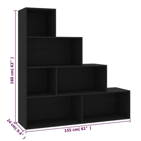 vidaXL bogreol/rumdeler 155x24x160 cm konstrueret træ sort - Bogskabe & reoler
