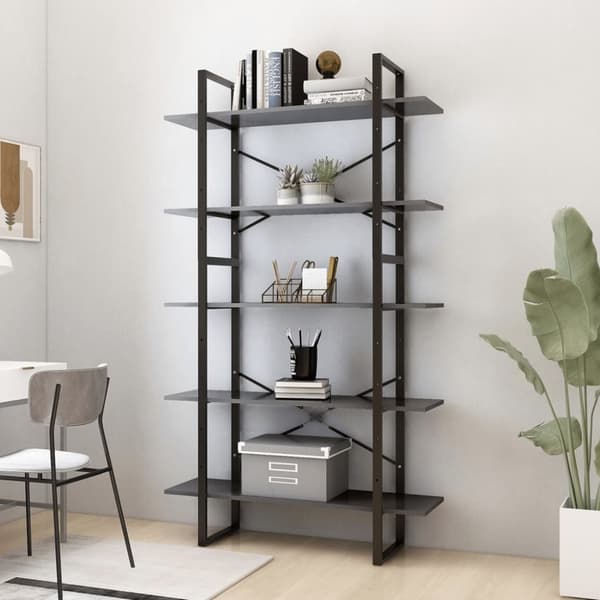 vidaXL Bokhylla 5 hyllplan grå 100x30x175 cm konstruerat trä -  Bokhyllor & fristående hyllor