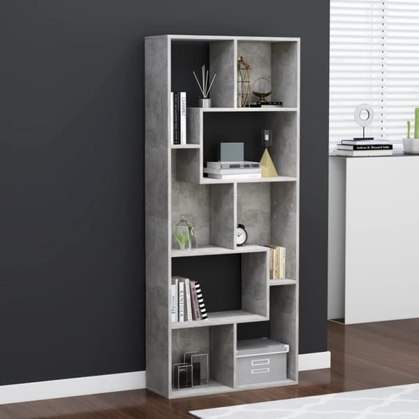vidaXL Bokhylla betonggrå 67x24x161 cm konstruerat trä -  Bokhyllor & fristående hyllor