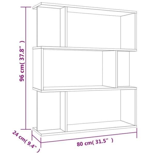 vidaXL bogreol/rumdeler 80x24x96 cm konstrueret træ betongrå -  Bogskabe & reoler