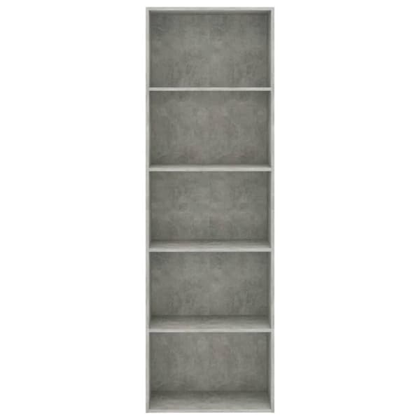 vidaXL bogreol med 5 hylder 60x30x189 cm konstrueret træ betongrå -  Bogskabe & reoler