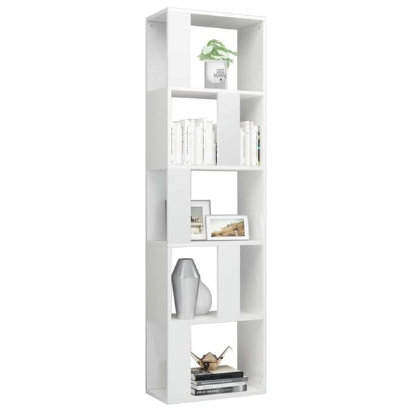vidaXL bogreol/rumdeler 45x24x159 cm konstrueret træ hvid højglans -  Bogskabe & reoler