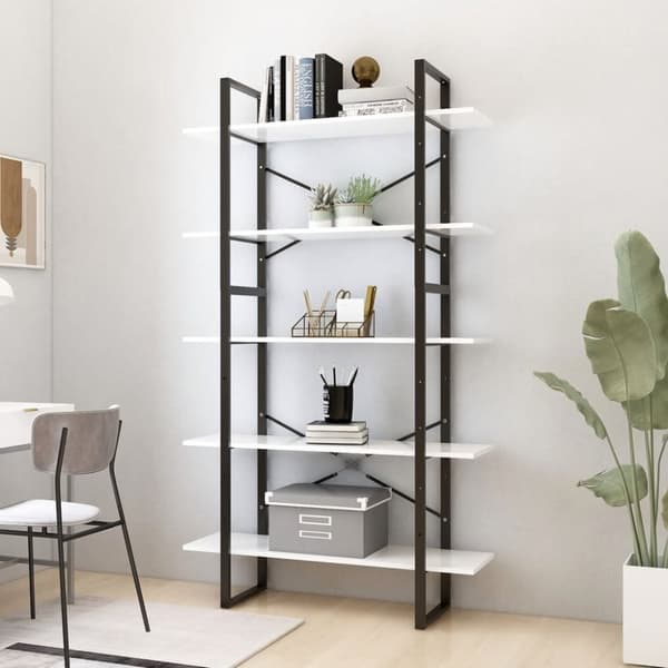 vidaXL bogreol med 5 hylder 100x30x175 cm konstrueret træ hvid -  Bogskabe & reoler