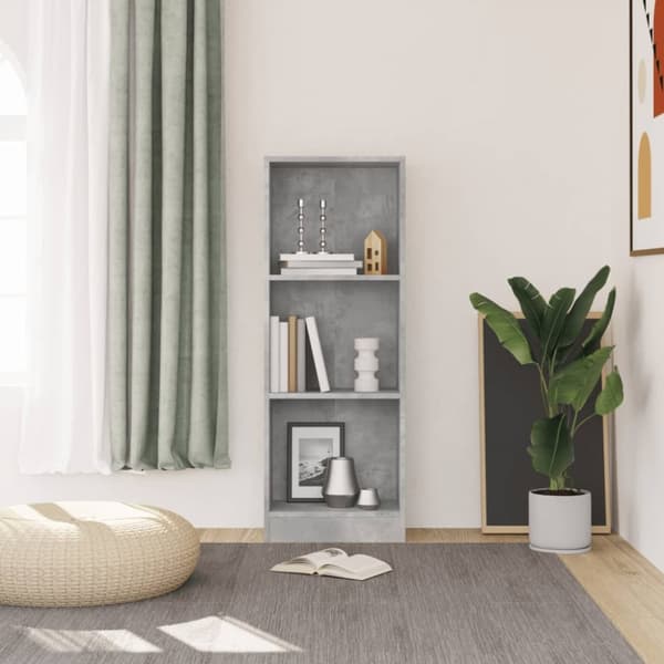 vidaXL Bokhylla 3 hyllor betonggrå 40x24x109 cm konstruerat trä - Bokhyllor & fristående hyllor