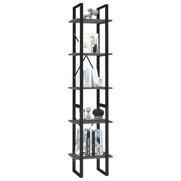 vidaXL bogreol 5 hylder 40x30x175 cm konstrueret træ grå -  Bogskabe & reoler