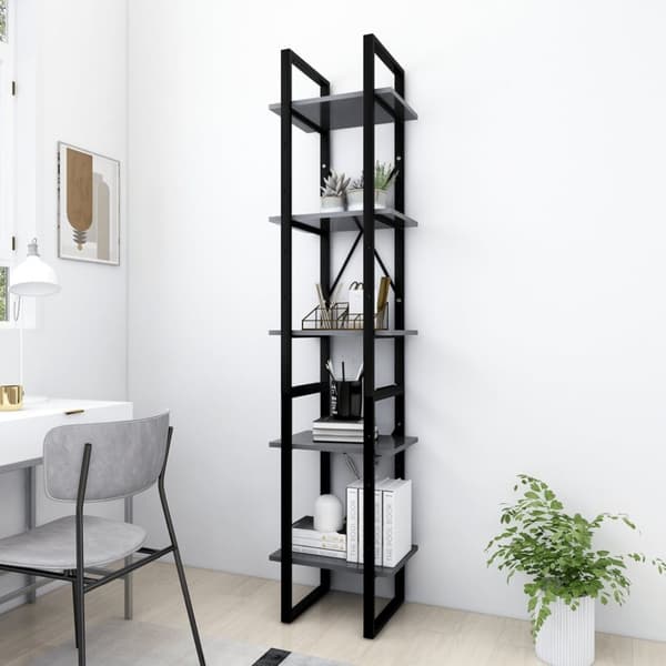 vidaXL bogreol 5 hylder 40x30x175 cm konstrueret træ grå -  Bogskabe & reoler