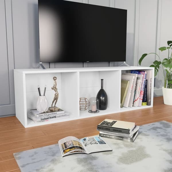 vidaXL bogreol/tv-bord 36x30x114 cm konstrueret træ hvid -  Bogskabe & reoler