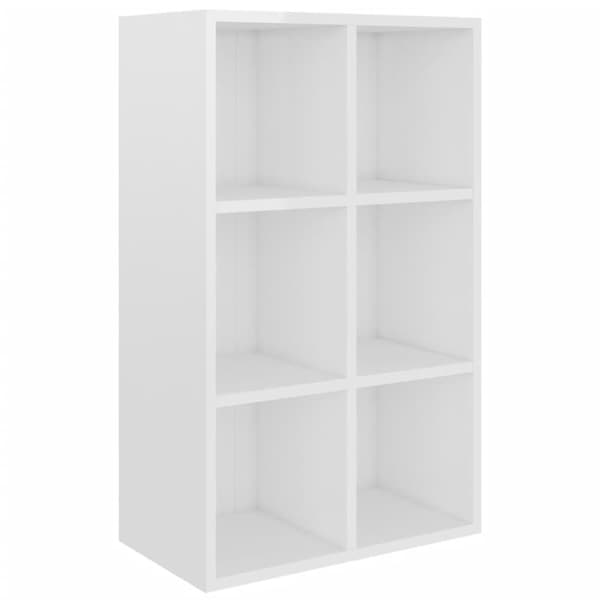 vidaXL bogreol/skænk 66x30x98 cm konstrueret træ hvid højglans - Bogskabe & reoler