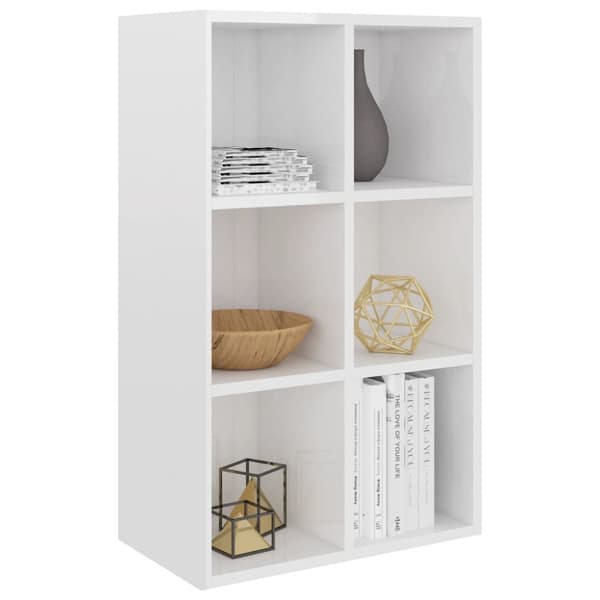 vidaXL bogreol/skænk 66x30x98 cm konstrueret træ hvid højglans - Bogskabe & reoler