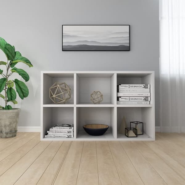 vidaXL bogreol/skænk 66x30x98 cm konstrueret træ hvid højglans - Bogskabe & reoler