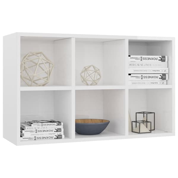 vidaXL bogreol/skænk 66x30x98 cm konstrueret træ hvid højglans - Bogskabe & reoler