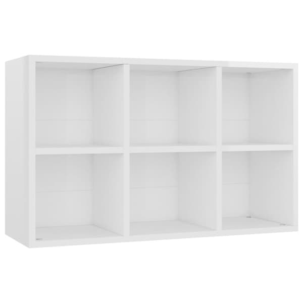 vidaXL bogreol/skænk 66x30x98 cm konstrueret træ hvid højglans -  Bogskabe & reoler