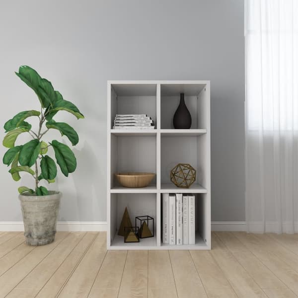 vidaXL bogreol/skænk 66x30x98 cm konstrueret træ hvid højglans - Bogskabe & reoler