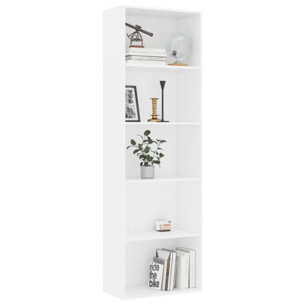 vidaXL bogreol med 5 hylder 60x30x189 cm konstrueret træ hvid -  Bogskabe & reoler