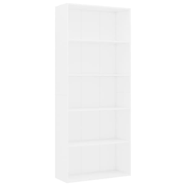 vidaXL bogreol med 5 hylder 80x30x189 cm konstrueret træ hvid -  Bogskabe & reoler