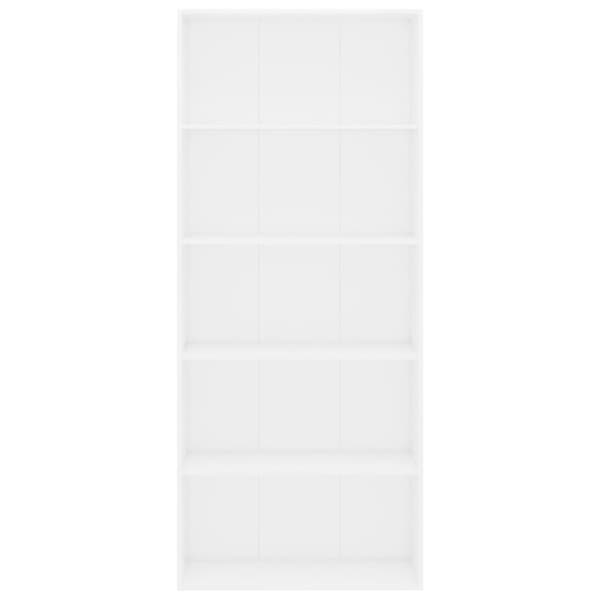 vidaXL bogreol med 5 hylder 80x30x189 cm konstrueret træ hvid -  Bogskabe & reoler