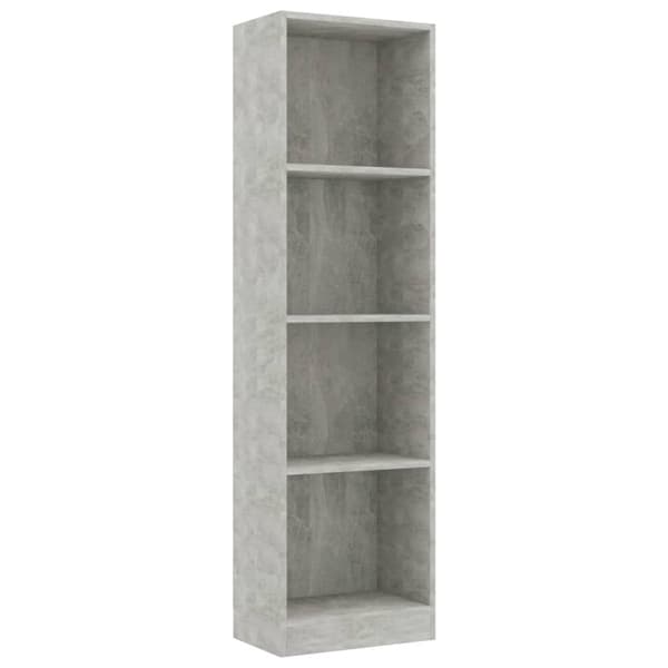 vidaXL bogreol med 4 hylder 40x24x142 cm konstrueret træ betongrå - Bogskabe & reoler