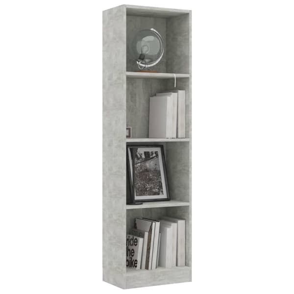 vidaXL bogreol med 4 hylder 40x24x142 cm konstrueret træ betongrå - Bogskabe & reoler