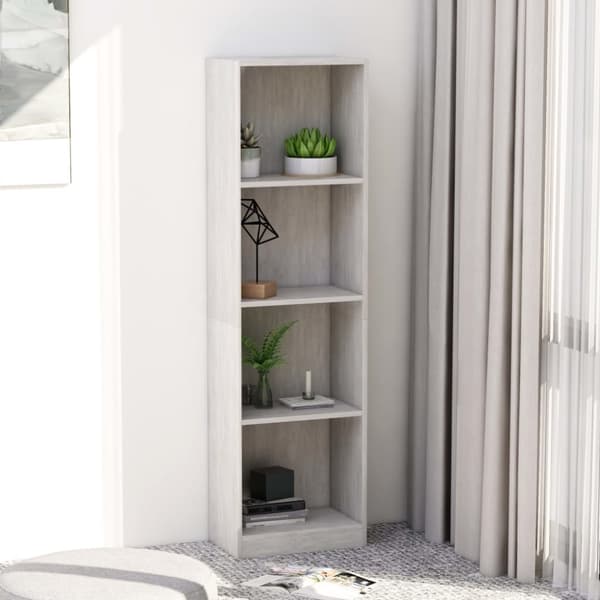 vidaXL bogreol med 4 hylder 40x24x142 cm konstrueret træ betongrå - Bogskabe & reoler
