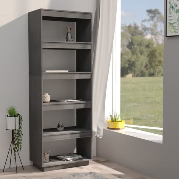 vidaXL Kirjahylly/tilanjakaja harmaa 60x35x167 cm täysi mänty -  Kirjahyllyt