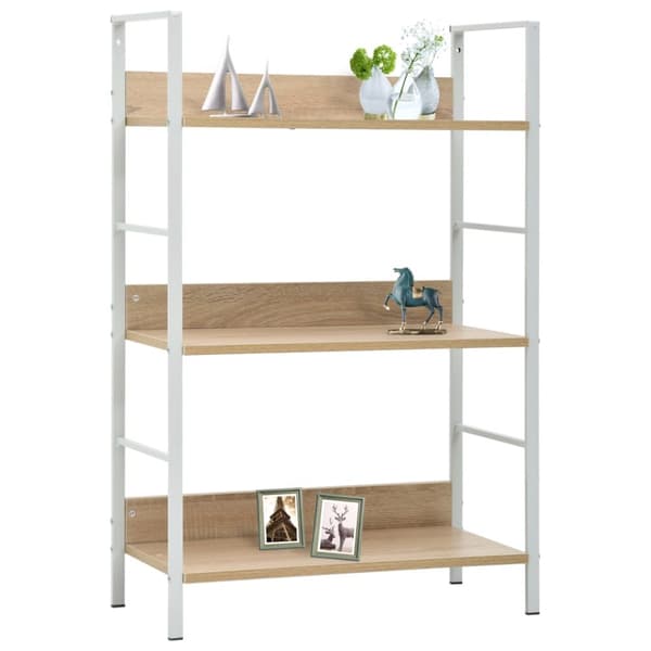 vidaXL bogreol 60x27,6x90,5 cm 3 hylder konstrueret træ egetræsfarve - Bogskabe & reoler