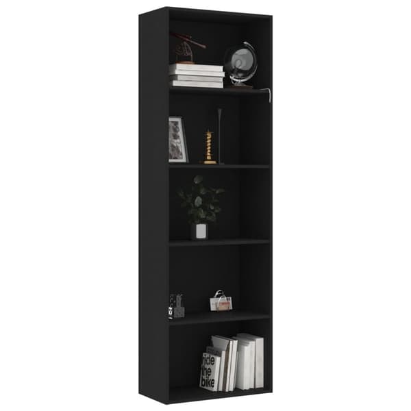 vidaXL bogreol med 5 hylder 60x30x189 cm konstrueret træ sort -  Bogskabe & reoler
