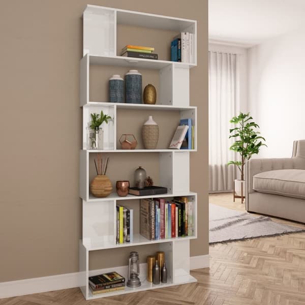 vidaXL bogskab/rumdeler 80 x 24 x 192 cm spånplade hvid højglans - Bogskabe & reoler