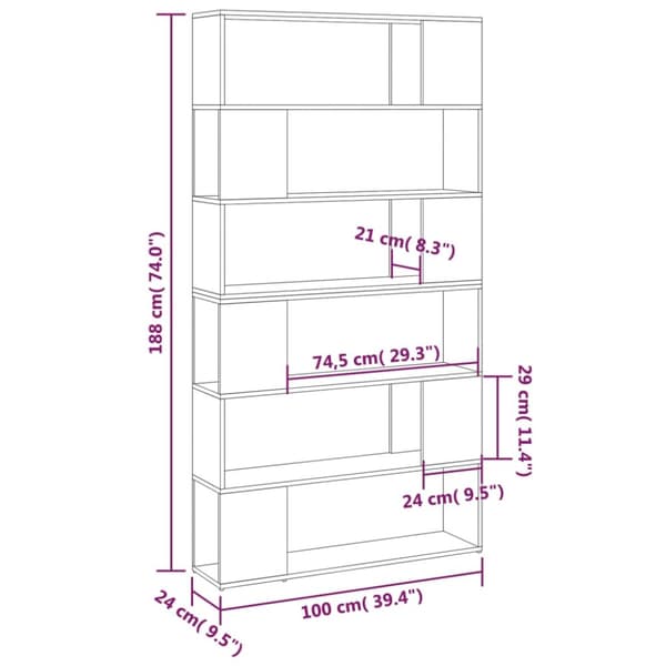 vidaXL bogreol/rumdeler 100x24x188 cm hvid -  Bogskabe & reoler