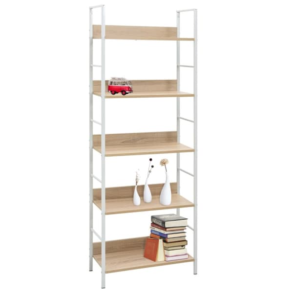 vidaXL bogreol 60x27,6x158,5 cm 5 hylder konstrueret træ egetræsfarvet - Bogskabe & reoler