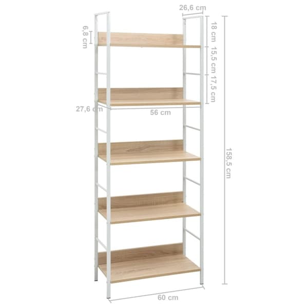 vidaXL bogreol 60x27,6x158,5 cm 5 hylder konstrueret træ egetræsfarvet - Bogskabe & reoler