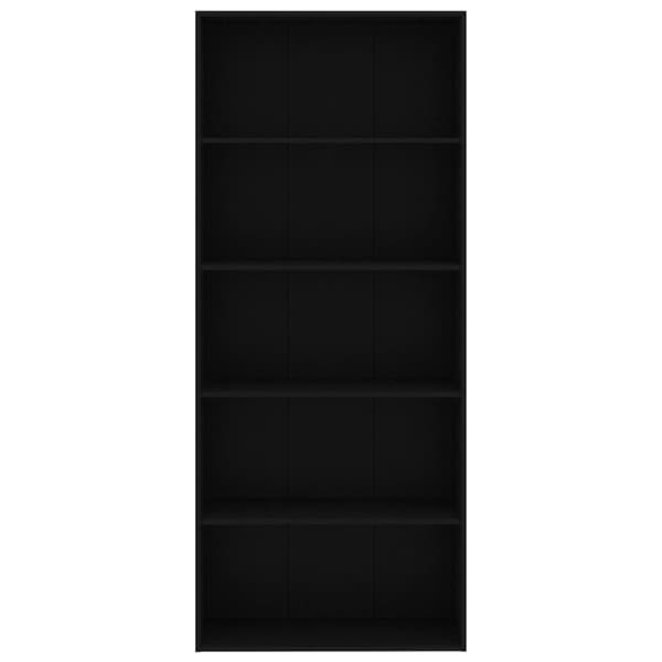 vidaXL bogreol med 5 hylder 80x30x189 cm konstrueret træ sort - Bogskabe & reoler