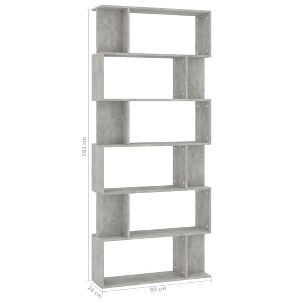 vidaXL bogskab/rumdeler 80x24x192 cm spånplade betongrå -  Bogskabe & reoler