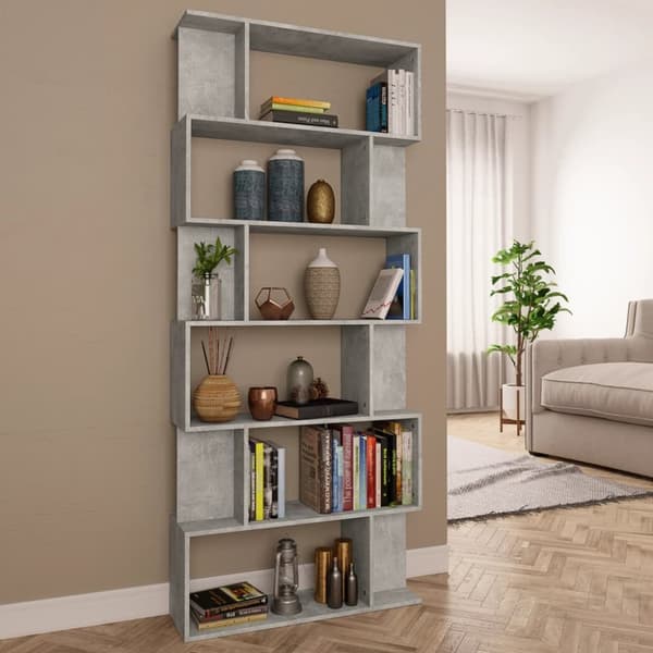vidaXL bogskab/rumdeler 80x24x192 cm spånplade betongrå -  Bogskabe & reoler