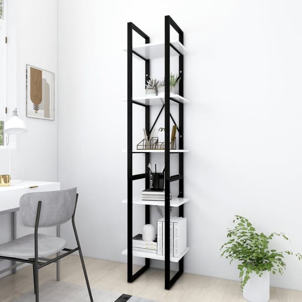 vidaXL Bokhylla 5 hyllplan vit 40x30x175 cm konstruerat trä - Bokhyllor & fristående hyllor