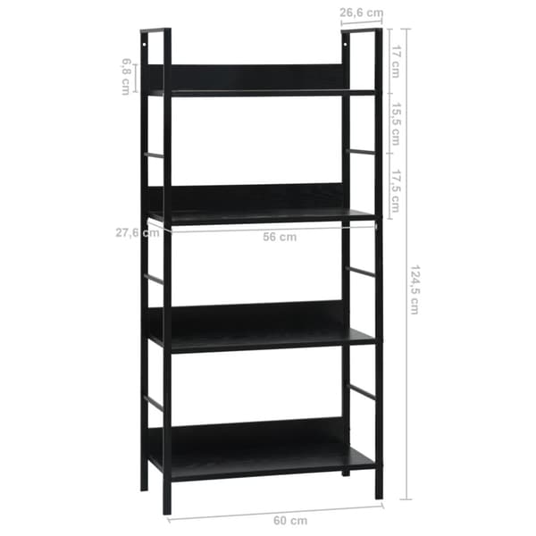 vidaXL bogreol med 4 hylder 60x27,6x124,5 cm konstrueret træ sort -  Bogskabe & reoler