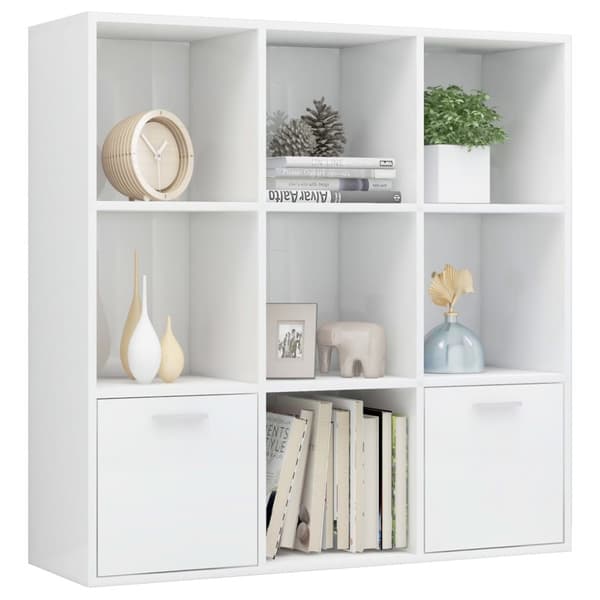 vidaXL bogreol 98x30x98 cm spånplade hvid højglans -  Bogskabe & reoler