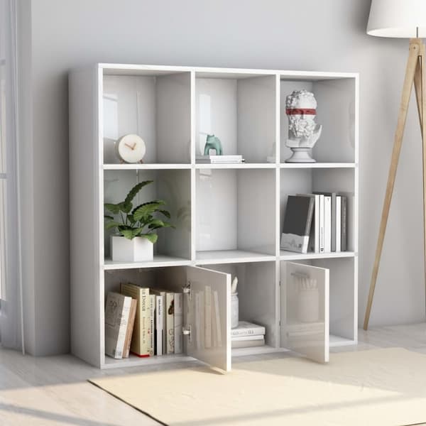 vidaXL bogreol 98x30x98 cm spånplade hvid højglans -  Bogskabe & reoler