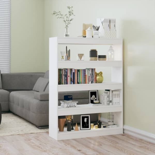vidaXL bogskab/rumdeler 100x30x135 cm spånplade hvid højglans -  Bogskabe & reoler