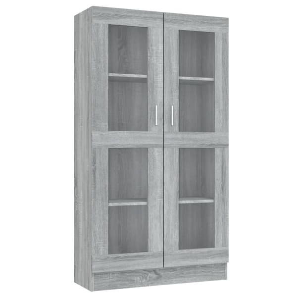 vidaXL vitrineskab 82,5x30,5x150 cm konstrueret træ grå sonoma-eg -  Bogskabe & reoler