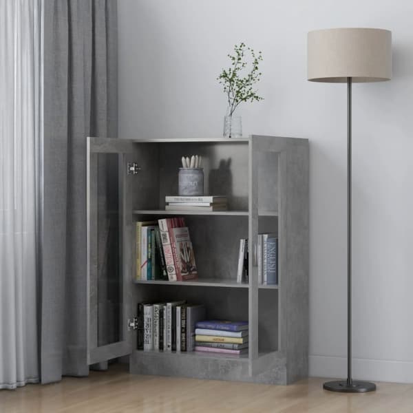 vidaXL Vitriinikaappi betoninharmaa 82,5x30,5x115 cm tekninen puu -  Kirjahyllyt