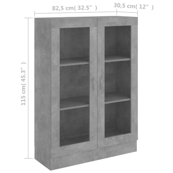 vidaXL Vitriinikaappi betoninharmaa 82,5x30,5x115 cm tekninen puu -  Kirjahyllyt