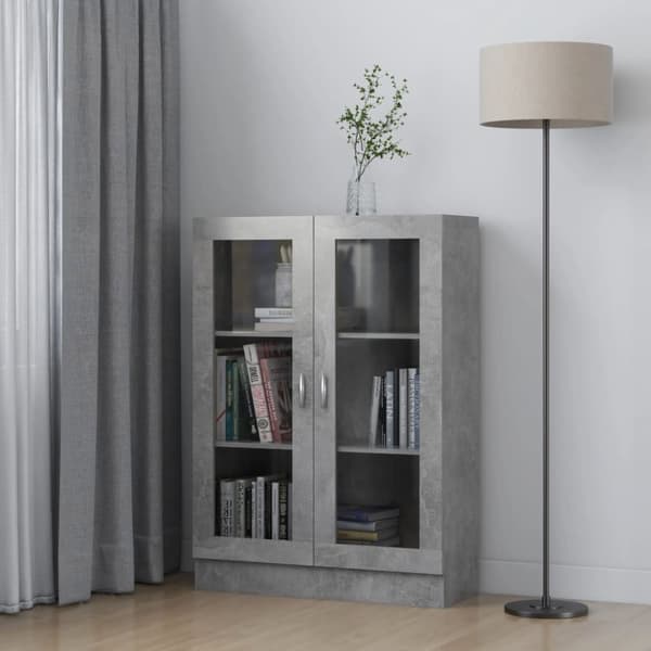 vidaXL Vitriinikaappi betoninharmaa 82,5x30,5x115 cm tekninen puu -  Kirjahyllyt