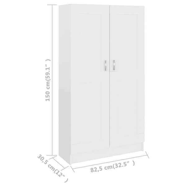 vidaXL bogskab 82,5x30,5x150 cm spånplade hvid -  Bogskabe & reoler