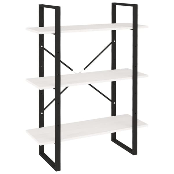 vidaXL bogreol med 3 hylder 80x30x105 cm massivt fyrretræ hvid -  Bogskabe & reoler
